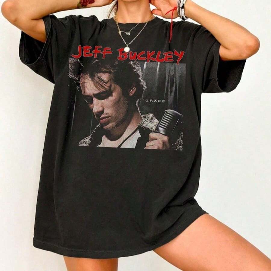 Jeff Buckley Shirt Jeff Buckley Grace T-Shirt Jeff Buckley Merch Jeff Buckley Guitarist Shirt Gi - 黑色 - 查看 1