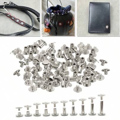 SinHo Tornillos de metal con cabeza , clavos de encuadernación, remaches y remaches para bricolaje, cinturones de cuero, bolsos y encuadernación de libros