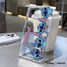 Miniso 迪士尼史迪奇三重史迪奇趣味全印花手机壳，适用于 iPhone 17/17 Pro/17 Pro Max/17 Air/16/15/14/13/12/11/X 系列，iPhone 17 Pro Max 手机壳，iPhone 17 Pro 手机壳，iPhone 17 手机壳，圣诞礼物，送给女朋友的好选择 - 無色 - 查看 1