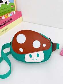 1pc Girls' Cartoon Mushroom Nylon Zipper Closure Cute Chest Bag/Waist Bag/Crossbody Bag, Suitable For All Seasons Daily Use - A - View 10