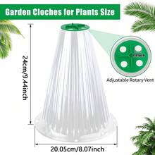 10个耐用塑料植物罩，配20个地钉，绿色透明，适用于室内外园艺，保护幼苗免受鸟类和霜冻侵害，促进健康生长，易于安装且可重复使用。 - 圓底 - 查看 2