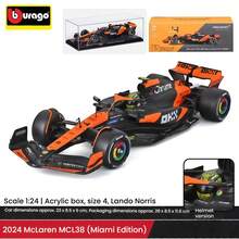 Burago 1:24 Modelo de coche de carreras Ferrari F1 SF24 Fórmula 1 de aleación, Ferrari, Red Bull, McLaren, Mercedes, juguete de coche realista coleccionable, regalo para hombres - Multicolor - Ver 8
