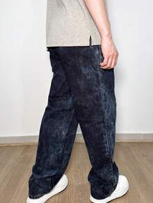 Baggy Jeans, Wide-Leg Balloon Pants, Straight Cut, Carpenter Style, Unisex - 藏蓝色 - 查看 4