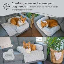 Best Friends By Sheri Calming Dog Blanket With Supportive Bolster, Machine Washable Faux Fur Pet Throw, Gray, Medium - White - View 3