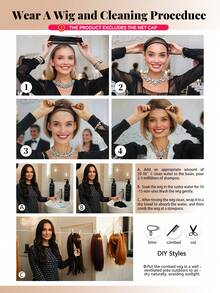 32英寸机织长款波浪卷假发，带刘海，深棕色耐热合成假发，适合日常佩戴和拍照 - 深棕色 - 查看 10