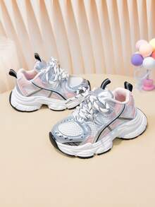 1双春季新款透气网面儿童运动鞋，女童轻便休闲厚底运动鞋，男童防滑耐穿跑步鞋，幼儿学步鞋 - 粉色 - 查看 7