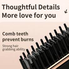 可充电便携式直发梳，无线直发梳，USB直发器，打造柔顺蓬松秀发 - 黑色 - 查看 7