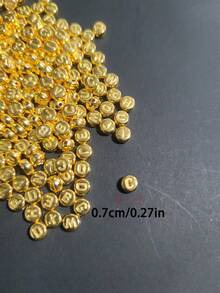 100/200pcs Acrylic Round Gold Letter Beads Suitable For DIY Bracelets And Handicrafts - Gold - View 2