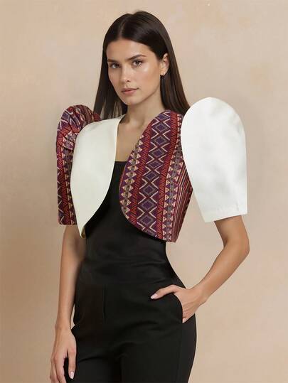 Emilee 现代菲律宾服装夏季时尚优雅泡泡袖短袖开衫上衣，红色