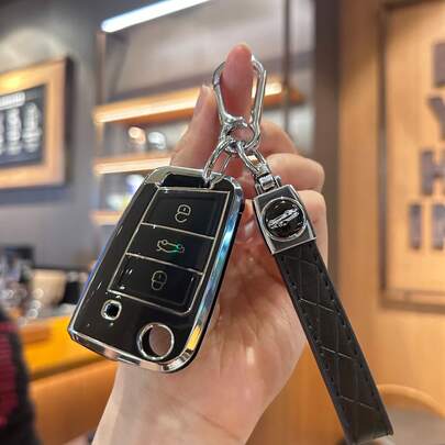 For Luxury TPU Car Key Shell With Keychain Lanyard, 3-Buttons Soft Flexible Protective Case, Compatible With Volkswagen Golf 7, MK7, Tiguan, MK2, Premium Key Fob Replacement For SEAT Ateca, Leon FR 2 Ibiza, Octavia, For Fashion Lady And Gentleman