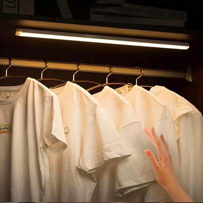 1pc Magnetic Sensor LED Light Strip, Warm/White Light, Cabinet/Wardrobe/Corridor Lighting, Multiple Sizes Available, Suitable For Bedside, Kitchen, Closet, Emergency Lighting