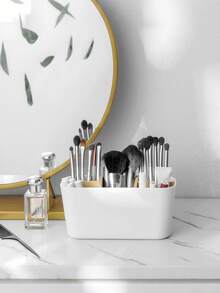 1pc Grid Makeup Storage Box, Household Desktop Skincare Cosmetic Organizer, Dust-Proof Vanity Dresser Shelf - Multicolor - View 4