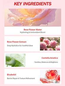 Beauty Host 玫瑰护肤套装，4件迷你旅行装，包含洁面乳、爽肤水、精华液和面霜，蕴含玫瑰花提取物、胶原蛋白和积雪草精华，保湿舒缓，令肌肤柔软光滑。 - Rose - 查看 4