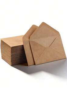 100个/50个/20个/1个牛皮纸迷你信封，棕色牛皮纸信封适用于礼品卡和名片 [10.5厘米 X 7厘米] - 牛皮色 - 查看 3