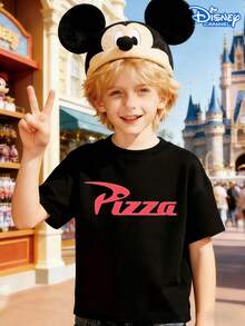 Disney Toy Story Pizza Planet Aliens Kids T-Shirt, Retro Space Pizza Graphic With "Out Of This World Quality" Print, Casual Crew Neck Short Sleeve Tee, Unisex Boys Girls Fashion Top, Ideal For Disney Fans & Daily Wear - 黑色 - 查看 2