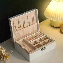 1pc Jewelry Storage Box, Large Capacity High-End Exquisite Earrings, Necklaces, Rings, Bracelets Jewelry Box With Lock - Multicolor - View 7