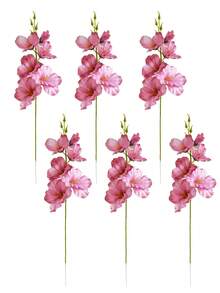 6pcs/12pcs 55cm Artificial Silk Narcissus & Magnolia Flowers, Home Living Room Wedding Tabletop Decor, Romantic Theme - Hot Pink - View 9