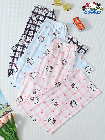 SANRIO 3件套女士可爱卡通睡裤，柔软舒适的涤纶面料，适合居家休闲穿着，四季皆宜。