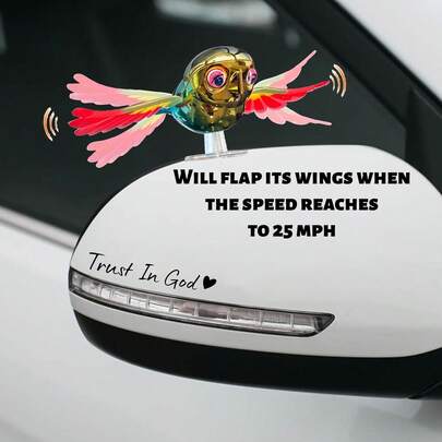 1个创意风动飞鸟摆件，无需插电，可爱汽车和摩托车装饰品