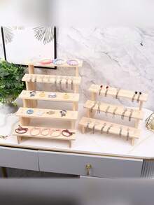 1pc Wooden Multi-Tier Display Rack, Multifunctional Jewelry, Dessert, Cupcake Collection Storage Organizer, Display Cabinet, Suitable For Valentine's Day And Back To School Season - Wood Color - View 1