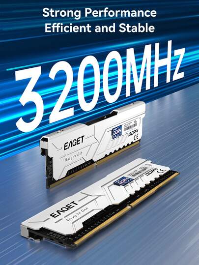 EAGET DDR4 RAM 8GB/16GB/32GB (2x16GB) /16GB / (2x8GB) 3200MHz Desktop Memory – High Performance, Blazing Fast Speed, Efficient Heat Dissipation, Easy To Fit – Ideal For Gamers, Creators, And PC Upgrades