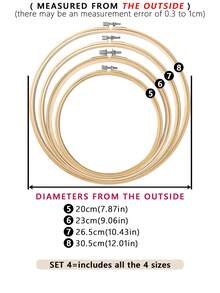 4个/套圆形米色竹制绣绷，坚固耐用，手工制作，适用于万圣节、圣诞节装饰、家居装饰、捕梦网装饰、手机/钥匙扣/包包/服装配饰、发饰、桌面/床头摆件、汽车挂饰等。 - A - 查看 14
