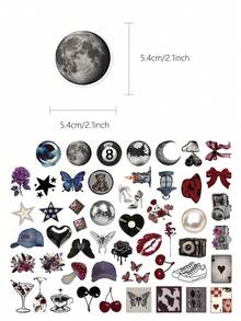 50张Pinterest女孩主题贴纸，美感十足，可用于日记本、手机壳、平板电脑、水瓶、办公桌、头盔、自行车、行李箱等，防水贴纸 - 彩色 - 查看 2