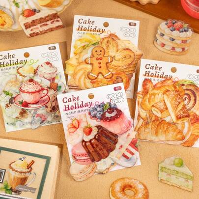 20 Folhas/Pacote Adesivos, Série de Férias de Sobremesa Ocidental, Adesivos PET com Tema de Cozimento de Sobremesa Delicada, Suprimentos de Scrapbook e Acessórios de Caderno, Usados para Decorar Cartões, Molduras de Fotos, Computadores, Capas de Telefone, Copos de Água, Revistas Descartáveis, Estojo de Lápis, Malas, Adesivos Decorativos de Mesa, Adesivos de Volta às Aulas, Adesivos Engraçados de Papelaria de Suprimentos Escolares, Kindle