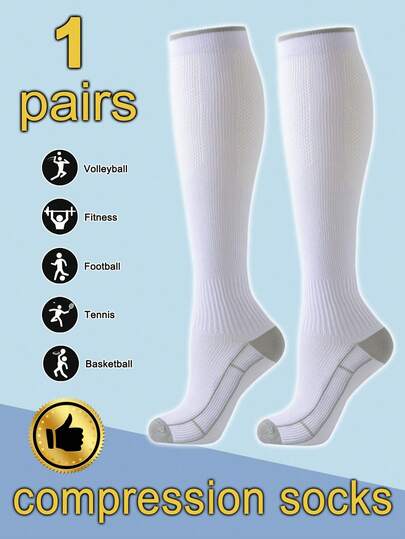 1 Pair Compression Soccer For Men Women, Soft Knee High Breathable Sports Athletic Socks For Cycling Running Gym Training Travel
