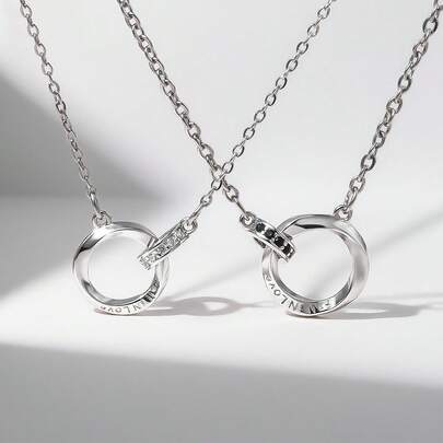 1pc Minimalist Mobius Infinity Couple Necklace, S925 Silver Endless Loop Design, Unisex Clavicle Chain, Daily Wear & Anniversary Gift