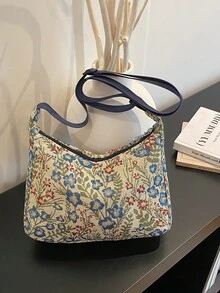 休闲时尚艺术印花斜挎包，新款小众设计简约单肩包 - 彩色 - 查看 8