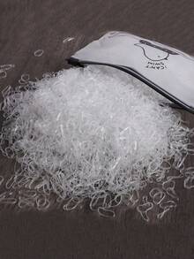 2000/100个一次性弹性时尚发带，女士适用，弹性发圈不会损伤马尾辫 - 白色 - 查看 2