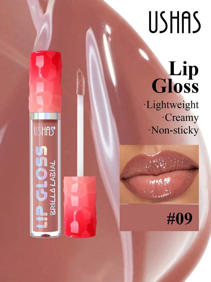 USHAS 保湿唇彩，奶油缎面质地，透明光泽妆效，不粘腻，自然打造丰盈立体双唇，轻松拥有水润透亮的唇妆。 - #09 - 查看 1