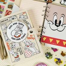 TOM AND JERRY. 1Pc Tom And Jerry Sticky Felt Notebooks, Tom Cat, Jerry Mouse, Spike Dog Classic Childhood Animation Characters Cover Notebook, Cartoon And Crafts Novelty Brochure Christmas Gifts For Fans, Family, Friends, Adults In Office, Students Back To School[Officially Licensed] - Multicolor - View 6