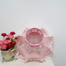 Pink Lace Bow Lampshade, Princess Style Bedroom Table Lamp Shade, Fits E27 Bulb (Lamp Not Included), Bedroom & Study Room Atmosphere Lighting Shade - Pink Bow Princess Lampshade - View 4