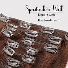 7 lọn tóc nối kẹp bằng tóc thật Remy, màu nâu trung bình, thẳng. - S4 - Xem 4