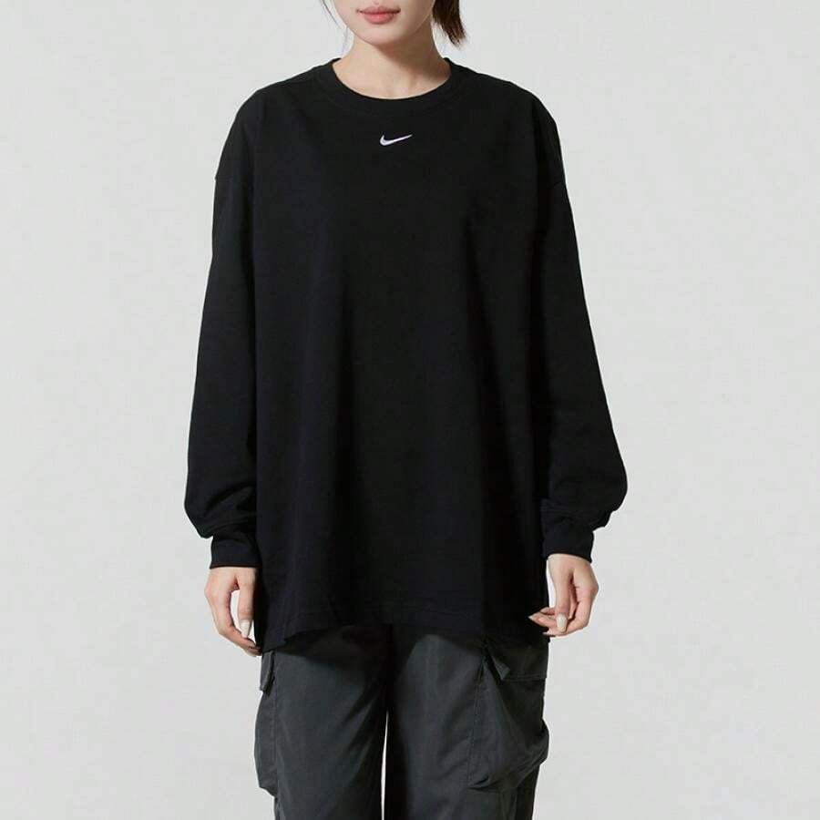 Nike AS W NSW ESSNTL OS LS TEE Long Sleeve Women's Workout Top HF5321 - Black - View 1