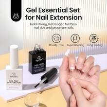 Beetles Gel Nail Glue, 9 In 1 UV Nail Glue For Acrylic Nail Tips, Super Strong Brush On Formula, Base Coat Gel, Ideal Gift For Women, UV LED Light Required - 2Pcs 10ML Nail Glue Nail Dehydrator (Hema-Free) - 查看 2