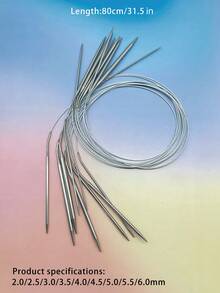 80cm Stainless Steel Circular Knitting Needles, Smooth Metal Knitting Rods, 2.0-6.0mm Multiple Sizes Available, DIY Hand Knitting Tools, Suitable For Knitting Enthusiasts, Can Knit Sweaters, Shawls, Hats, Blankets, Cardigans And Other Warm Garments - Circular Stainless Steel Sweater Needles - View 8