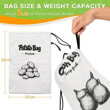Bolsa Reutilizable para Almacenar Cebollas y Patatas, Bolsas de Lona Grandes con Cordón y Cierre Lateral, Organizador para Mantener Frescas las Verduras y Frutas ADJM - CSDS 1 pieza - Ver 3