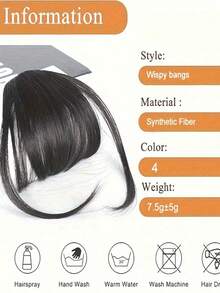 可修剪浅棕色刘海假发片，合成耐热夹式接发片，女士适用 - 彩色 - 查看 5