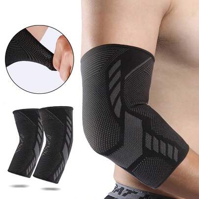 1 pieza Protector de codo deportivo de punto elástico con alta compresión y transpirable para proteger la articulación para tenistas y codo de golfista