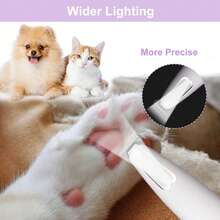 Conduroma Rechargeable Pet Nail Trimmer For Dogs & Cats - Low Noise Pet Clipper Scissors With LED Light, 18mm Wide Blade For Trimming Nails, Eyes, Ears And Face - White - View 11