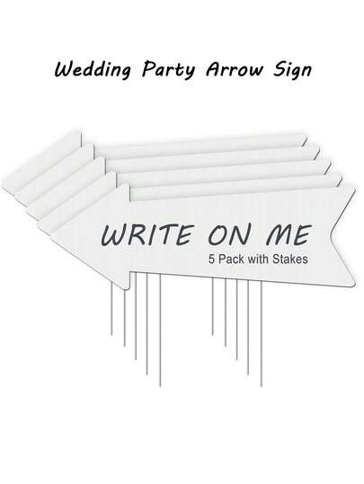 1 cái/5 cái Biển chỉ dẫn mũi tên trống có chân đế, kích thước 16.92 x 5.90 inch, bằng nhựa trắng, thích hợp cho đám cưới, tiệc sinh nhật, trang trí biển báo.