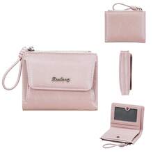Baellerry Ins Style Fashion Women's Short Wallet With Pendant, Compact Multi-Function Card Holder, Sweet Girl Style, Mini PU Leather Wallet, Practical Coin Purse - Pink - View 11