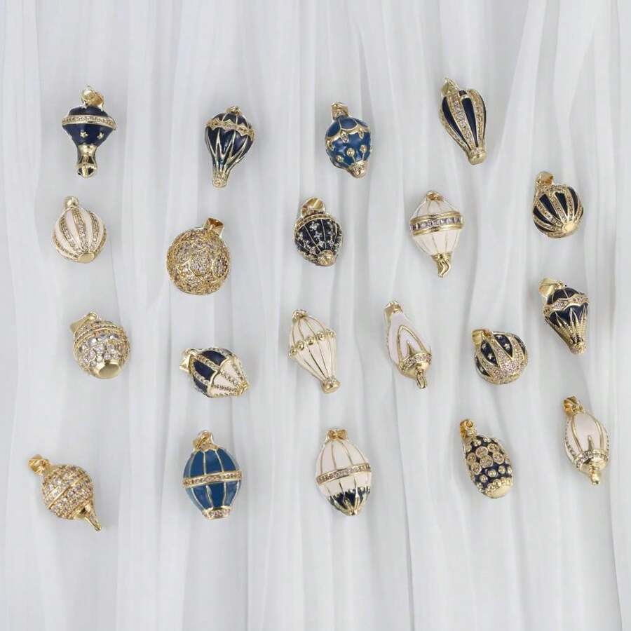 1pc Copper Creative New Easter Egg Hot Air Balloon Pendant, DIY Bracelet Necklace Phone Chain Jewelry Accessory - Multicolor - View 1