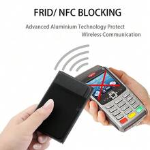 1pc Money Bag, Lycra Sticker, Anti-Theft Card Case With Auto Pop-Up, Triangle Cover Auto Card Pusher, Anti-Fraud Bank/Credit Card Holder, RFID Card Case, Card Holder, Small Card Wallet, Anti-Demagnetization Credit Card Holder, Men's Wallet, Metal Men's Style, Card Case, Wallet, Multi-Function, Portable Minimalist, High Aesthetic Value - Black - View 6