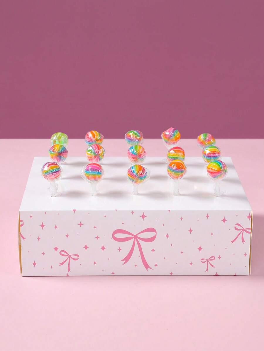 1pc Pink Bow Lollipop Display Stand, Suitable For Baby Shower Party, Dessert Display Decor, Pink Bow Birthday Decoration, 1st Birthday Party Supplies, Baby Shower Party Favor, Home Decor, Desktop Decor, 15-Hole Paper Candy Rack For Birthday, Baby Shower, Wedding, Party Decoration - Pink Bow - View 1