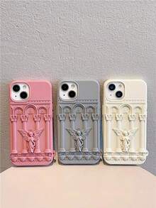 1pc European 3D Angel Silicone Shockproof Phone Case, Suitable Compatible With Iphone 15, 14 Pro Max, 13, 12, 11, Creative Unique Protective Cover - Multicolor - View 2