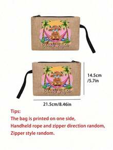 Sac à main en lin imprimé de vache des Highlands, motif ambiance plage, grand sac cosmétique avec corde à main, cadeau de Noël, porte-monnaie en lin, sac de courses, sac cosmétique, avec design d'impression de lettres et de motifs artistiques pour femmes, utilisation quotidienne comme sac de courses pratique. Cadeau de remerciement pour les enseignants, guide des cadeaux de la Saint-Valentin, cadeaux de la Saint-Valentin abordables, Pâques, Fête des Mères - Multicolore - Voir 10